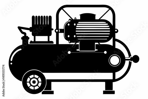 air compressor silhouette line art vector illustration