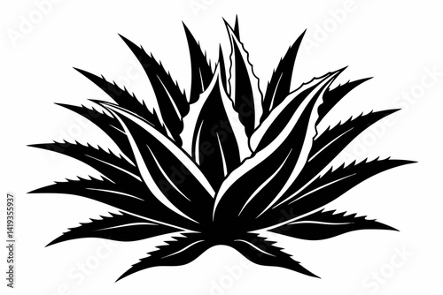 aloe vera plant silhouette line art vector illustration