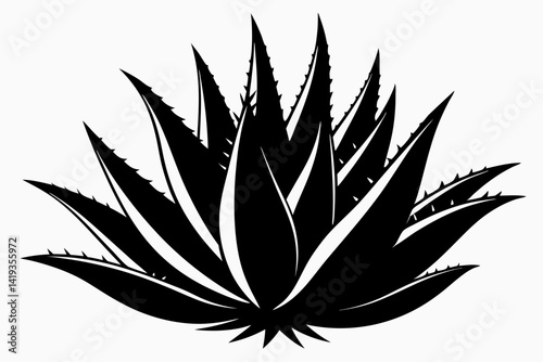 aloe vera plant silhouette line art vector illustration