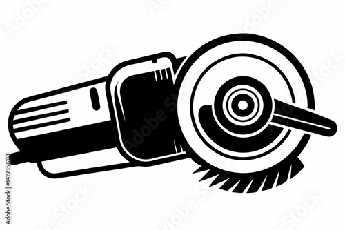 angle grinder silhouette line art vector illustration