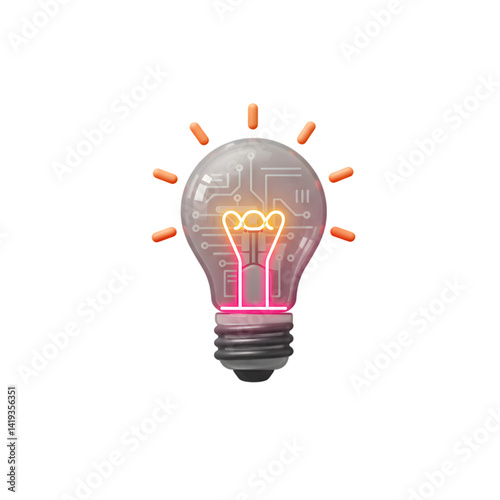 Futuristic idea in the form of a light bulb with technological innovation