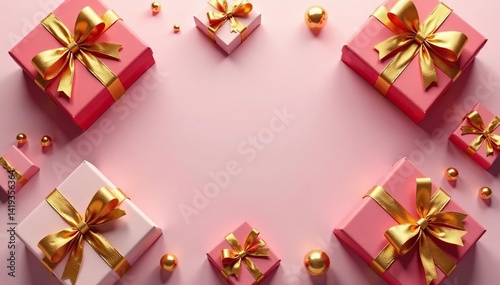 Elegant gift box pattern, gold ribbon accents, elegant, surface, simple