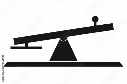 balance beam silhouette line art vector illustration