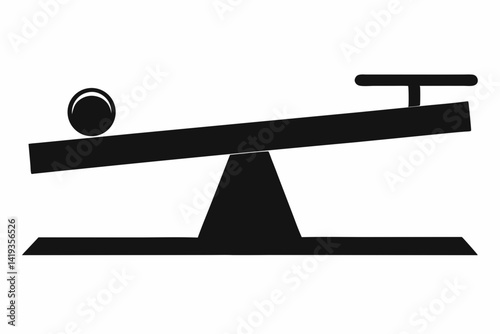 balance beam silhouette line art vector illustration