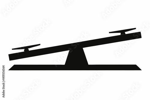 balance beam silhouette line art vector illustration