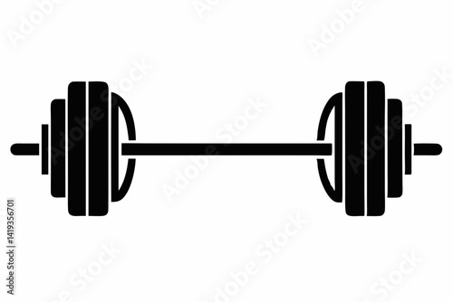 barbell silhouette line art vector illustration