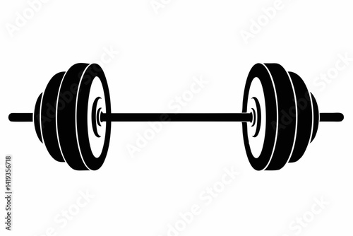 barbell silhouette line art vector illustration
