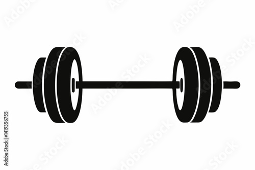 barbell silhouette line art vector illustration