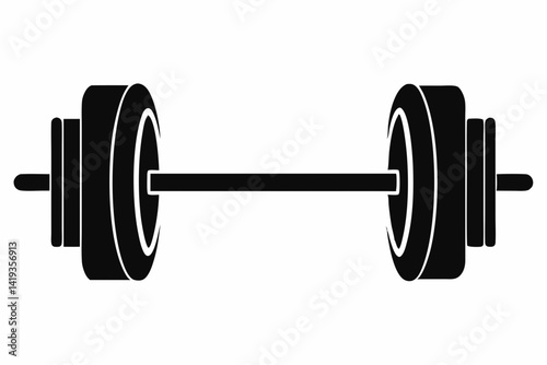 barbell silhouette line art vector illustration