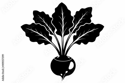 beetroot plant silhouette line art vector illustration