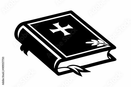 bible silhouette line art vector illustration