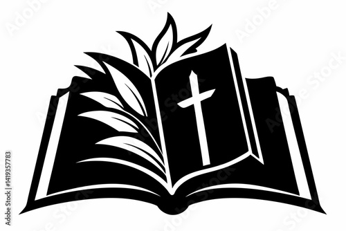 bible silhouette line art vector illustration