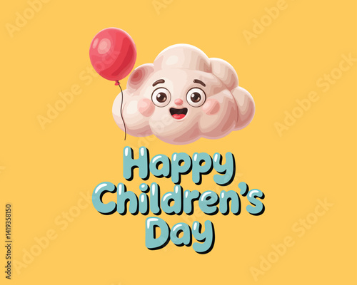 2d vector illustration card happy celebration day children day design printable with lettering and design element 
