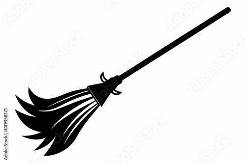 broom silhouette line art vector illustration