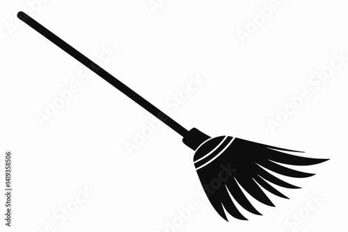 broom silhouette line art vector illustration