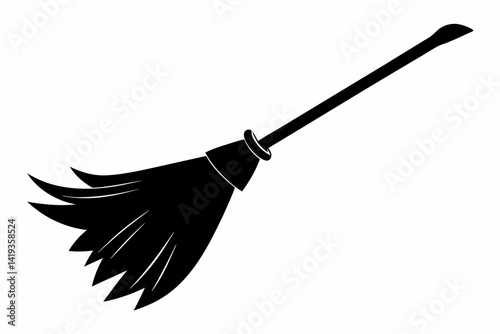 broom silhouette line art vector illustration