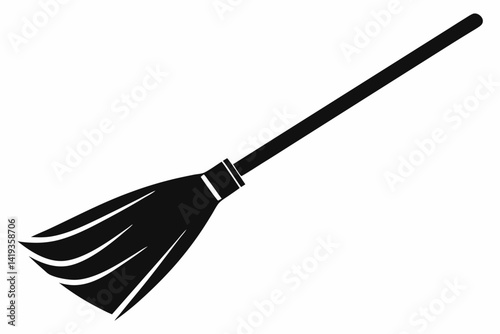 broom silhouette line art vector illustration