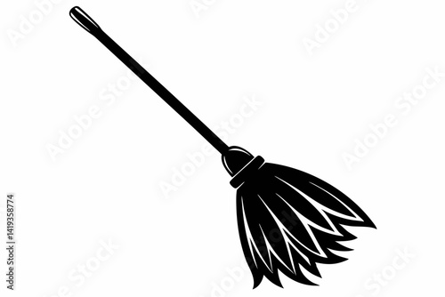 broom silhouette line art vector illustration
