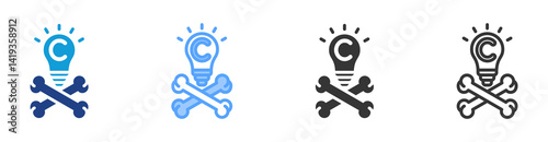 Copyright Piracy icon set multiple style collection