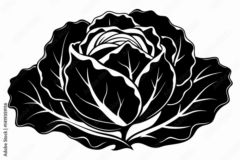 Obraz premium cabbage plant silhouette line art vector illustration