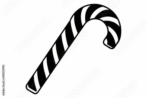 candy cane silhouette line art vector illustration