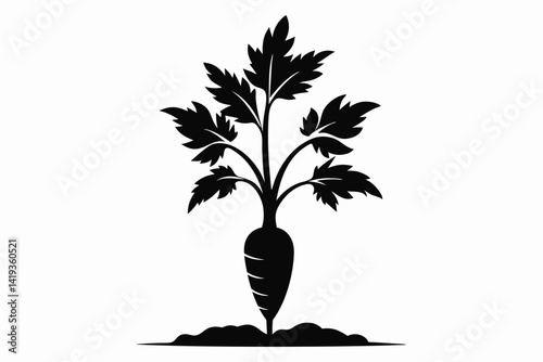 carrot plant silhouette line art vector illustration
