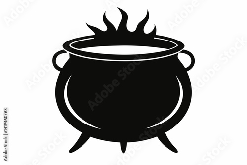 cauldron silhouette line art vector illustration