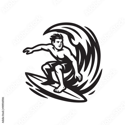 vector illustration of a surfer