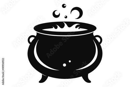 cauldron silhouette line art vector illustration
