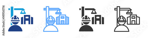 Building Infrastructure icon set multiple style collection
