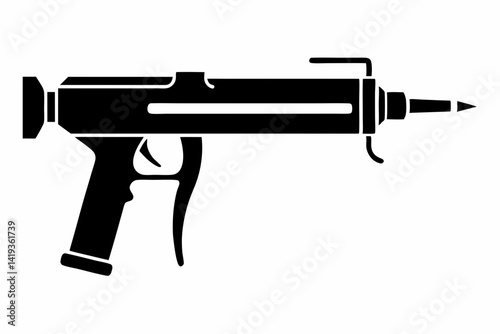 caulking gun silhouette line art vector illustration