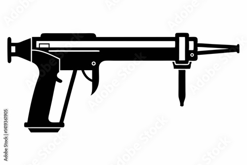 caulking gun silhouette line art vector illustration