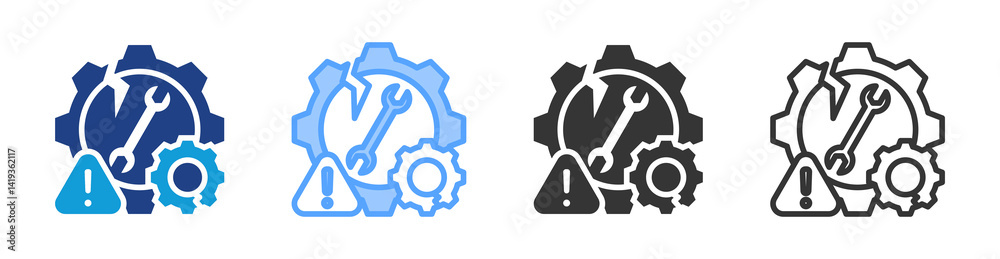 Technical Failure icon set multiple style collection Technical Failure icon set multiple style collection