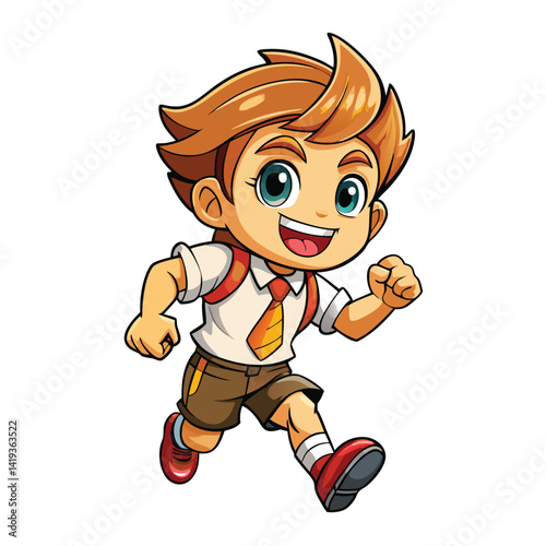 Happy cartoon boy running