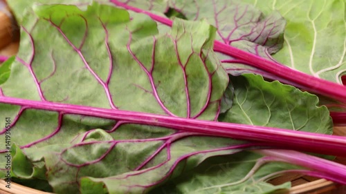 Close-up of Swiss chard in a basket