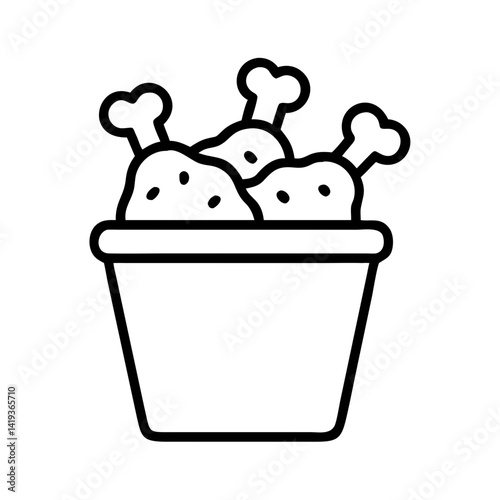 Fried Chicken Bucket Icon Design