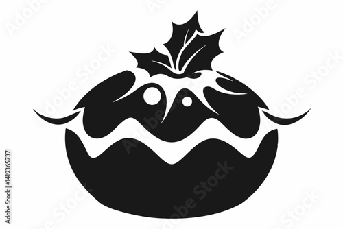 christmas pudding silhouette line art vector illustration