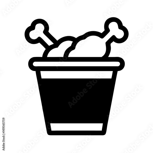 Fried Chicken Bucket Icon Design