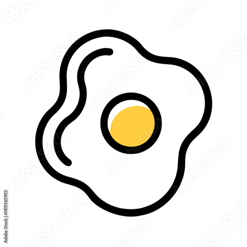 Fried Egg with Yolk Outline Icon Design