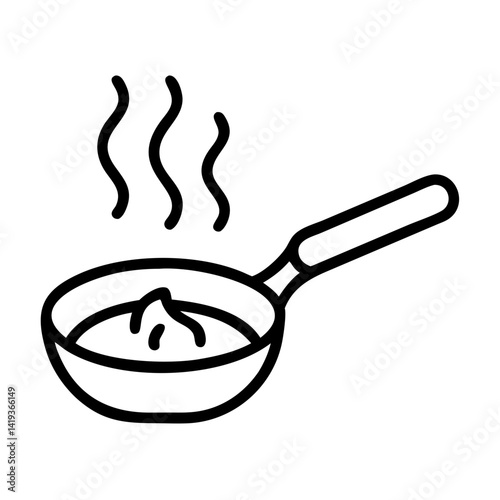 Frying Pan with Food Sizzle Icon Design