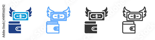 Spending Money icon set multiple style collection