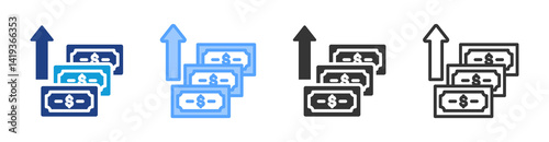 Money Yield icon set multiple style collection