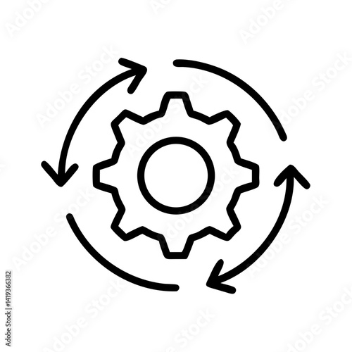 Gear with Circular Arrow Workflow Icon Design