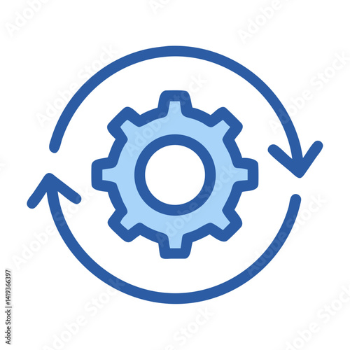 Gear with Circular Arrow Workflow Icon Design