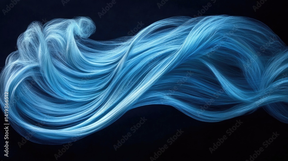 Obraz premium Blue wind swirls isolated, realistic symbol of fresh air, winter weather