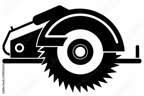 circular saw silhouette line art vector illustration