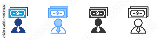 Financial Advisors icon set multiple style collection