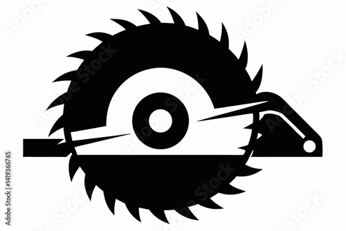 circular saw silhouette line art vector illustration