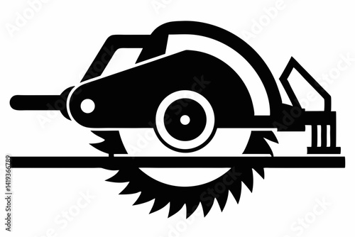 circular saw silhouette line art vector illustration