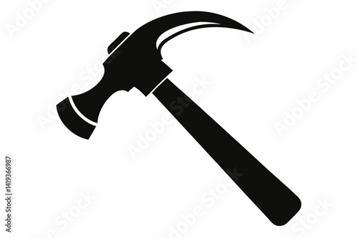 claw hammer silhouette line art vector illustration